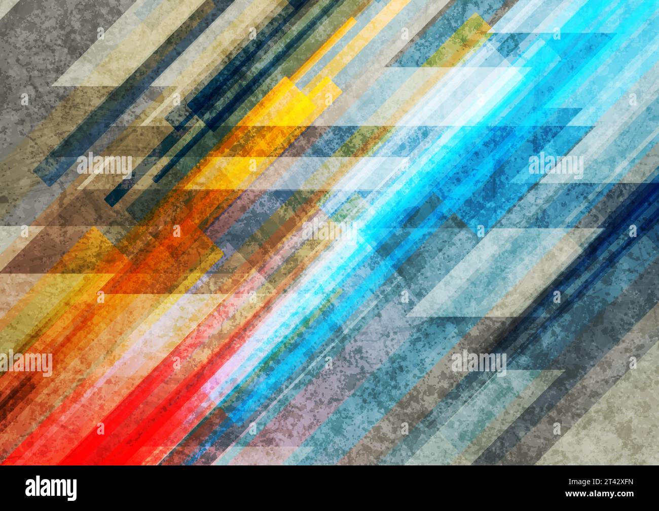 Colorful stripes grunge geometric abstract background. Vector technology design Stock Vector
