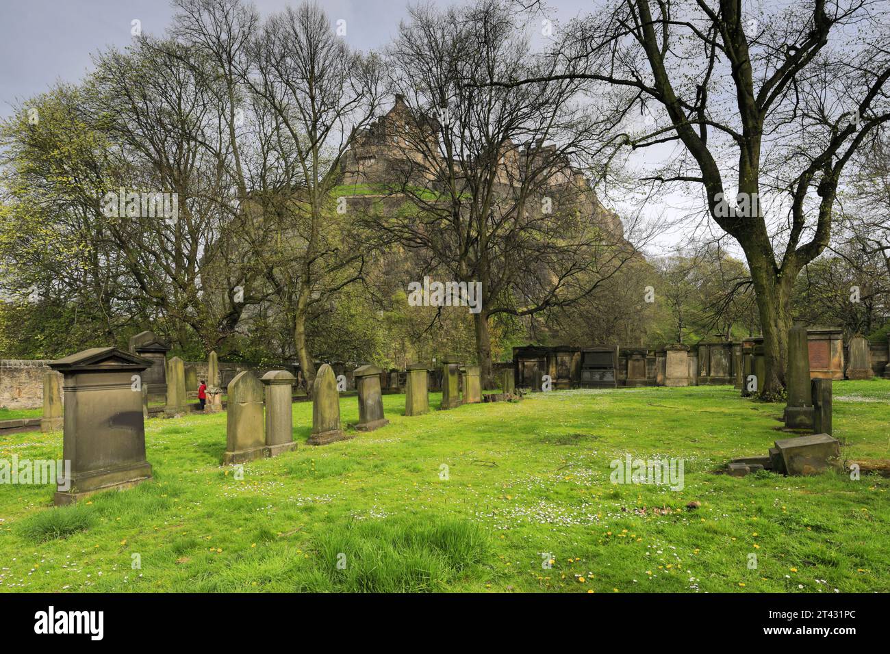 Spring view over St Cuthbert’s Kirkyard, Princes Street Gardens