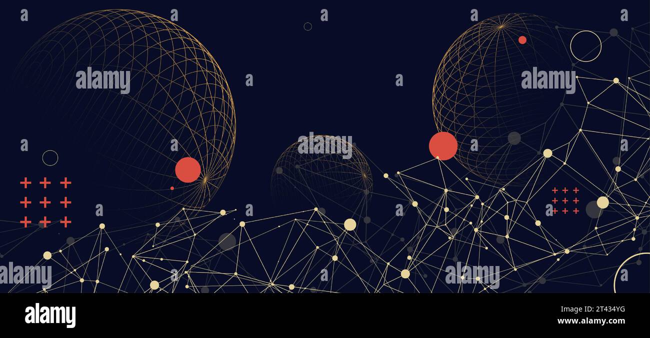 Abstract scientific background using wireframe sphere and plexus effect ...