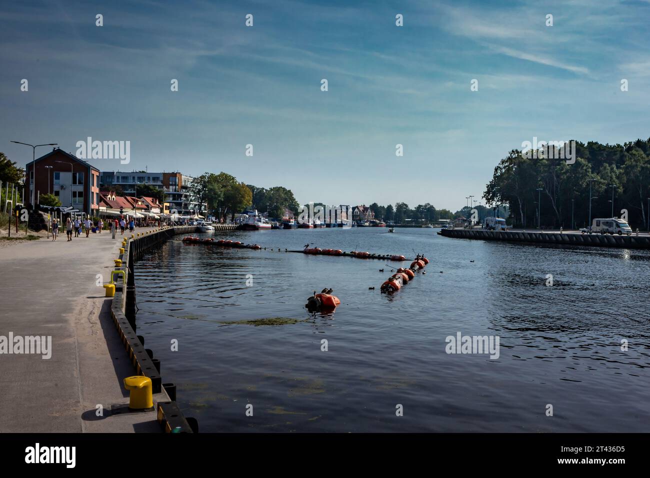 Dzwirzyno, Poland - September 10, 2023: Fishing boats moored in the harbour channel. Stock Photo