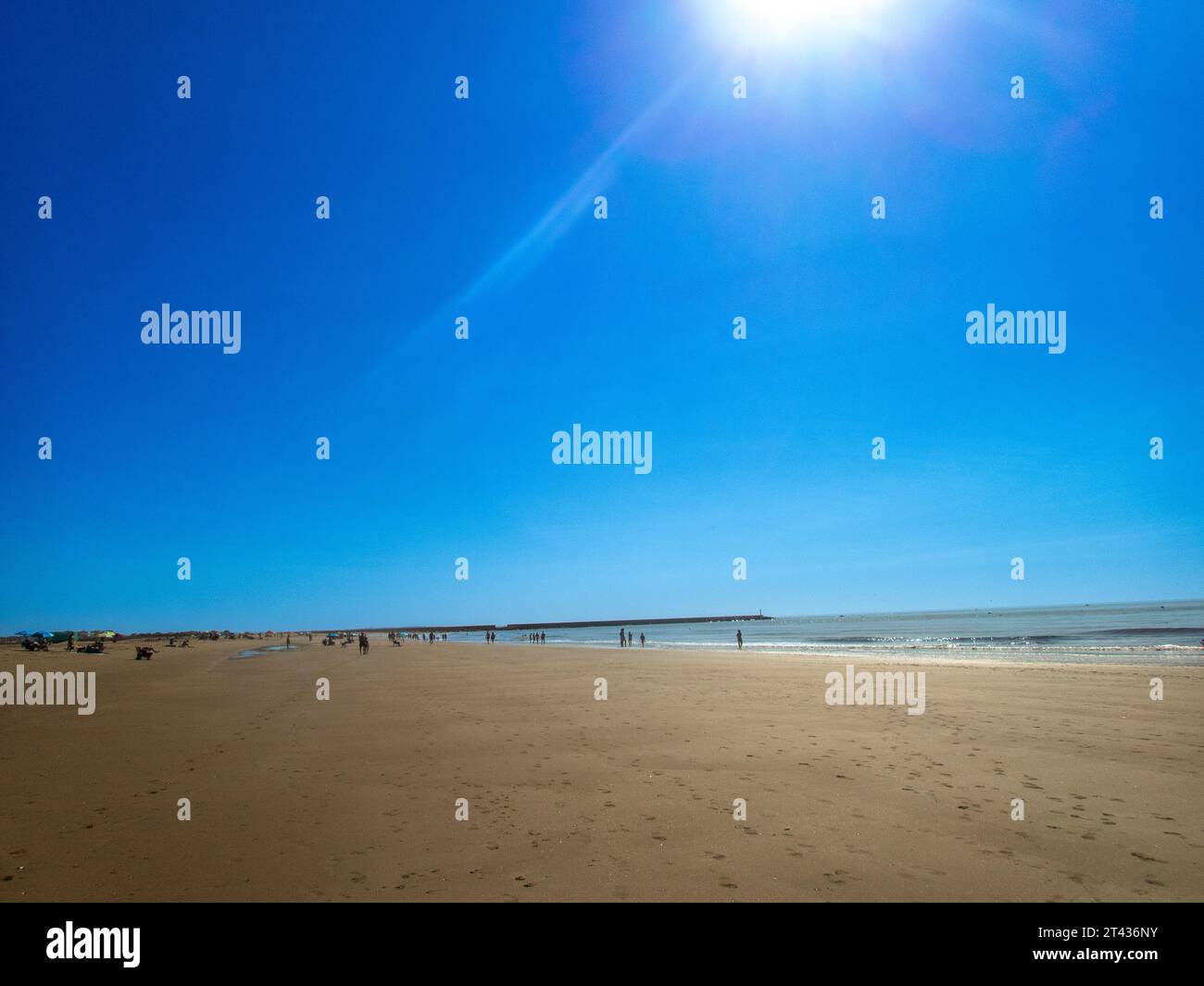 View of the large Isla Canela Beach, in Ayamonte, Spain, on a sunny day. Summer concept. Stock Photo