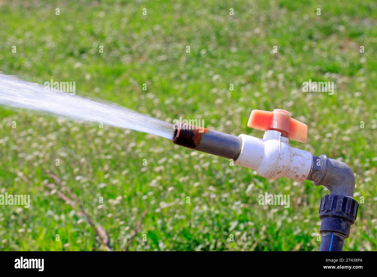 closeup of photo plastic water outlet in a farm Stock Photo Alamy
