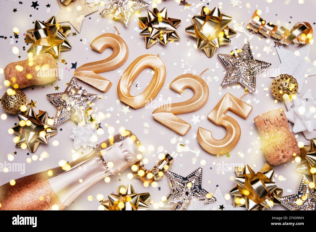 Holiday background Happy New Year 2025. Numbers of year 2025 made by