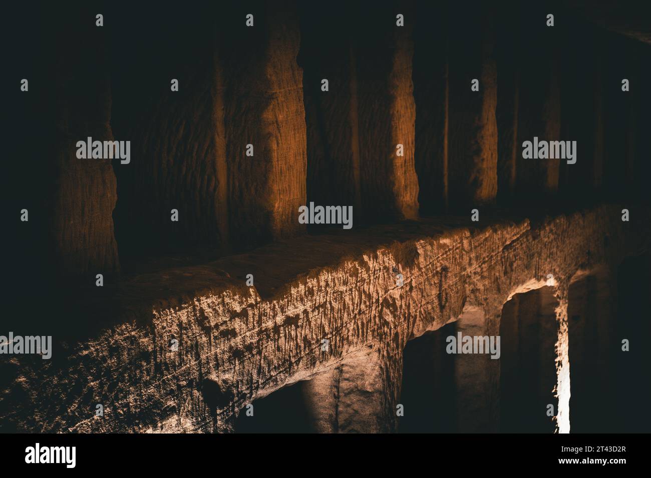 A corridor of crypts in the catacombs of Alexandria Stock Photo