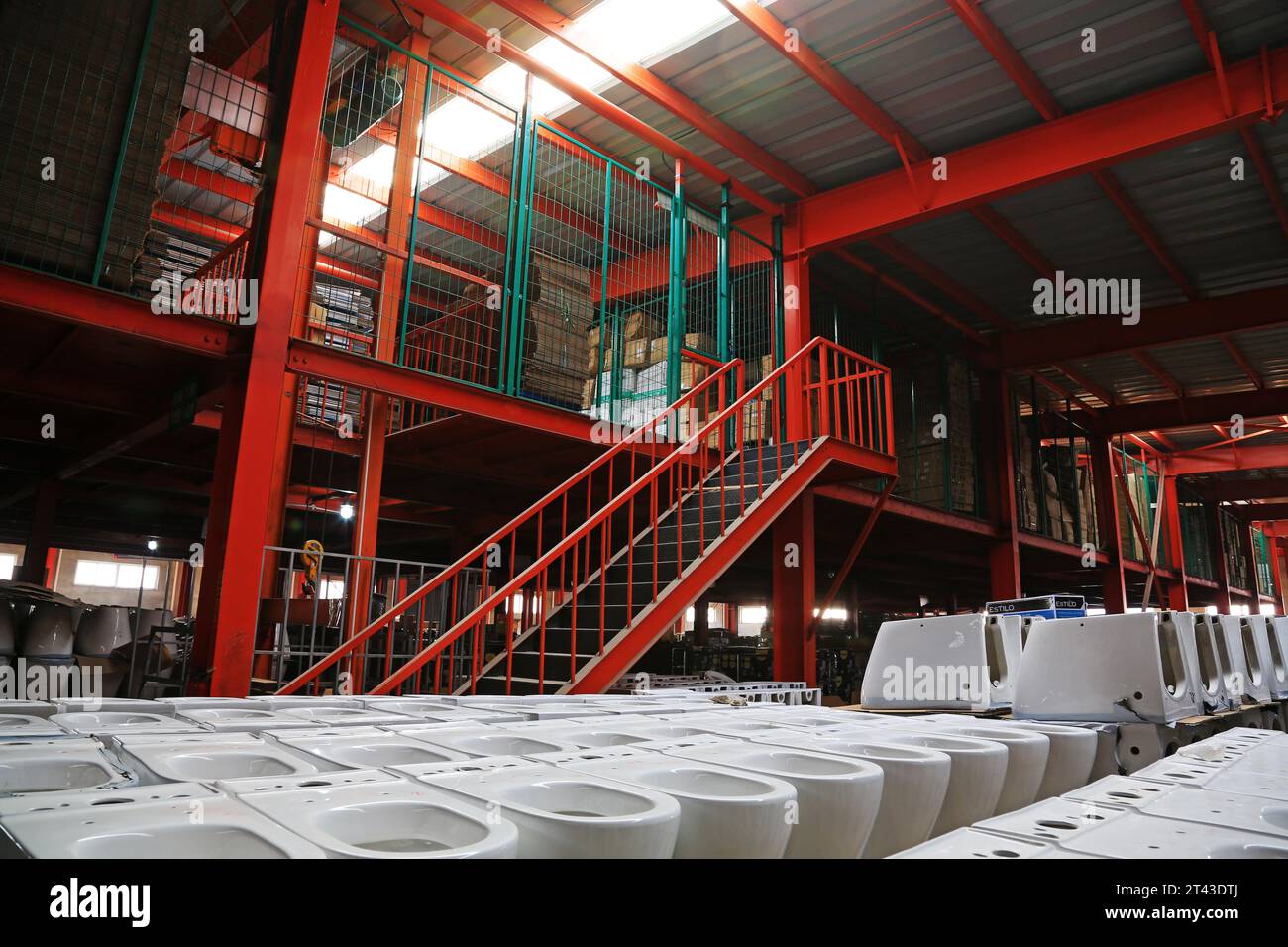 LUANNAN COUNTY - JANUARY 5: The warehousing workshop and the stairs, in the ZhongTong Ceramics Co., Ltd. January 5, 2014, Luannan county, Hebei Provin Stock Photo