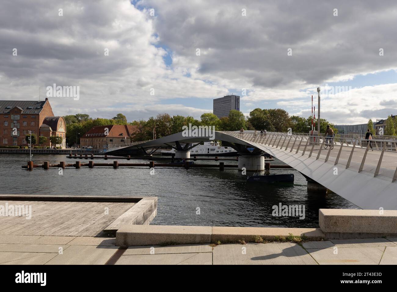 view along the lille langebro bridge in copenhagen Stock Photo