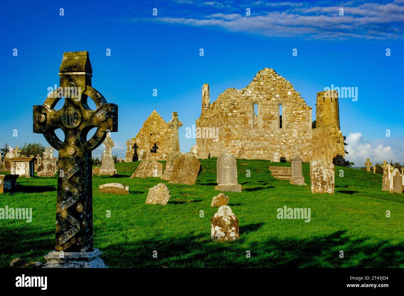 Clonmacnoise monastic site, River Shannon, ,County Offaly, Ireland Stock Photo