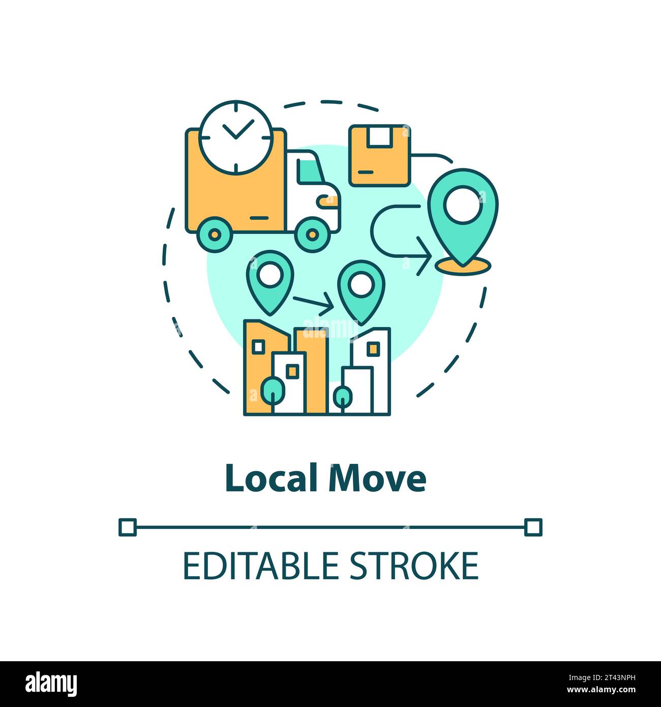 2D simple thin linear colorful local move icon Stock Vector