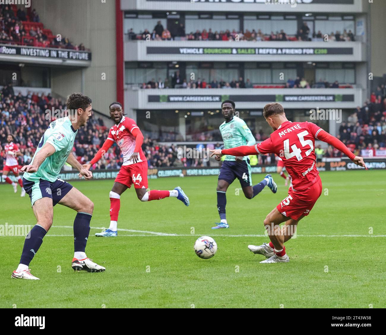 Barnsley, UK. 28th Oct, 2023. John Mcatee #45 Of Barnsley Shoots On ...