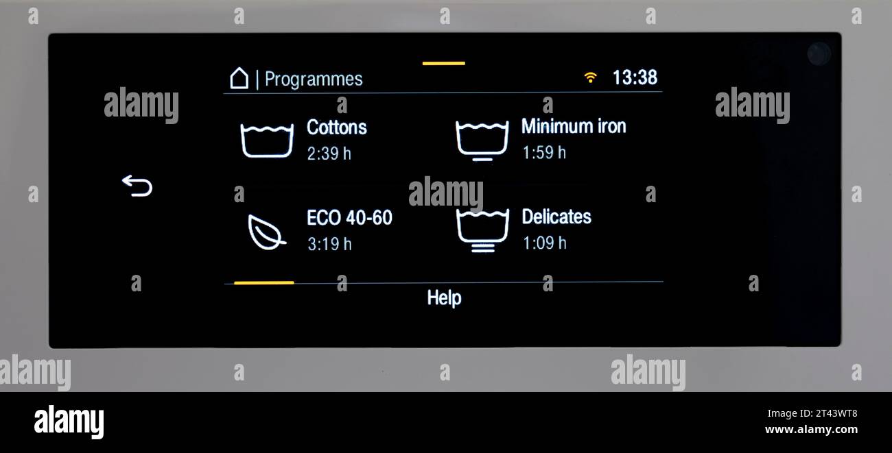 Washing cycle selections on a Miele washing machine Stock Photo Alamy