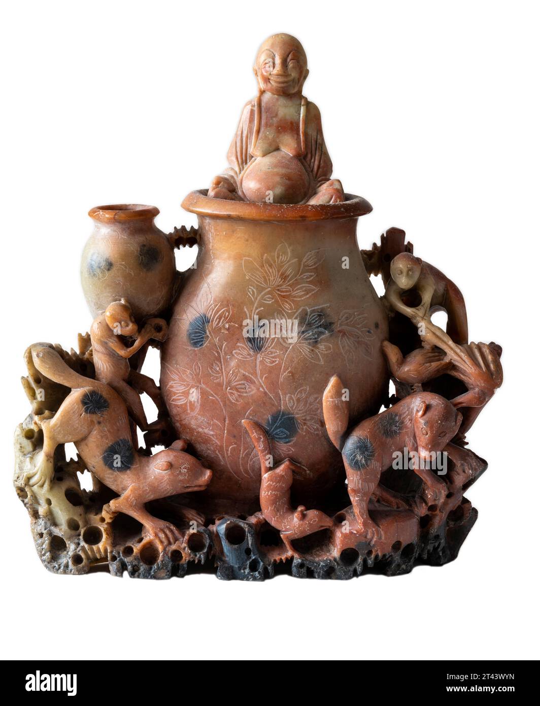 Vintage oriental Soapstone Carving of Buddha Stock Photo Alamy