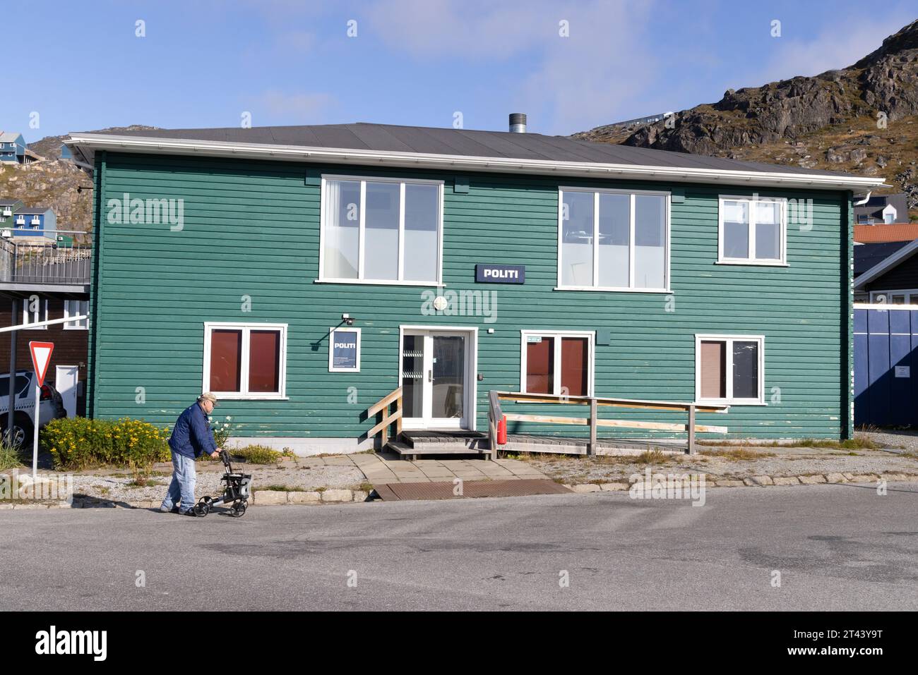 Greenland police station exterior, Law enforcement in Qaqartoq town, south Greenland; Greenland Europe Stock Photo