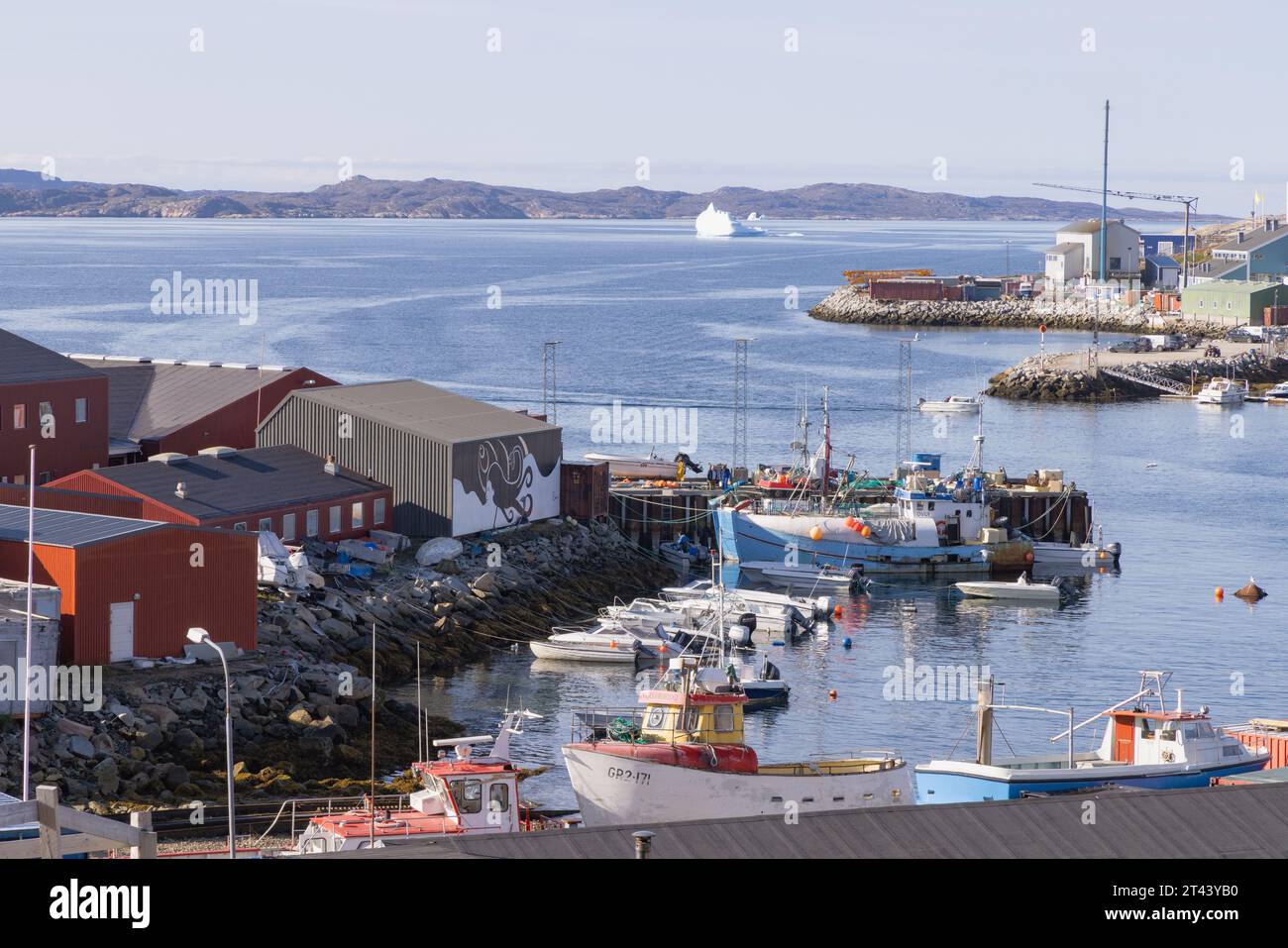 Qaqortoq harbour view, Qaqortoq town, Greenland landscape, Greenland ,Arctic in autumn Stock Photo
