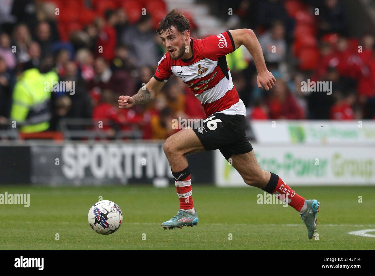 Tom Nixon of Doncaster Rovers during the Sky Bet League 2 match between Doncaster Rovers and Grimsby Town at the Eco-Power Stadium, Doncaster on Saturday 28th October 2023. (Photo: Robert Smith | MI News) Credit: MI News & Sport /Alamy Live News Stock Photo