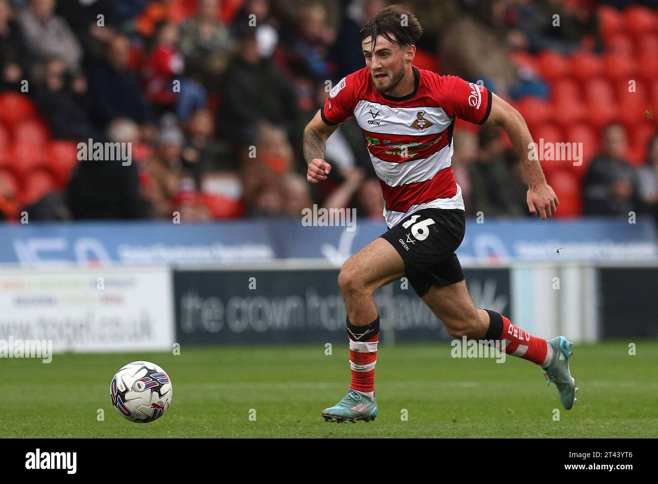 Tom Nixon of Doncaster Rovers during the Sky Bet League 2 match between Doncaster Rovers and Grimsby Town at the Eco-Power Stadium, Doncaster on Saturday 28th October 2023. (Photo: Robert Smith | MI News) Credit: MI News & Sport /Alamy Live News Stock Photo
