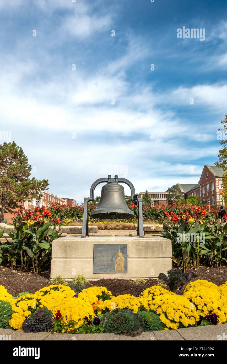 NORMAL, IL, USA - OCTOBER 18, 2023: Old Main Bell on the campus of Illinois State University. Stock Photo