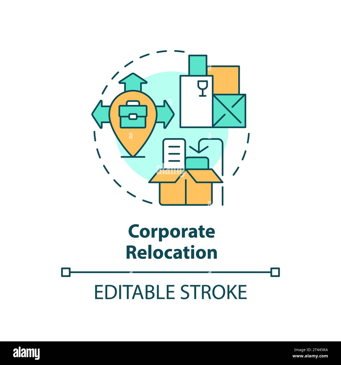 2D simple thin linear colorful corporate relocation icon Stock Vector