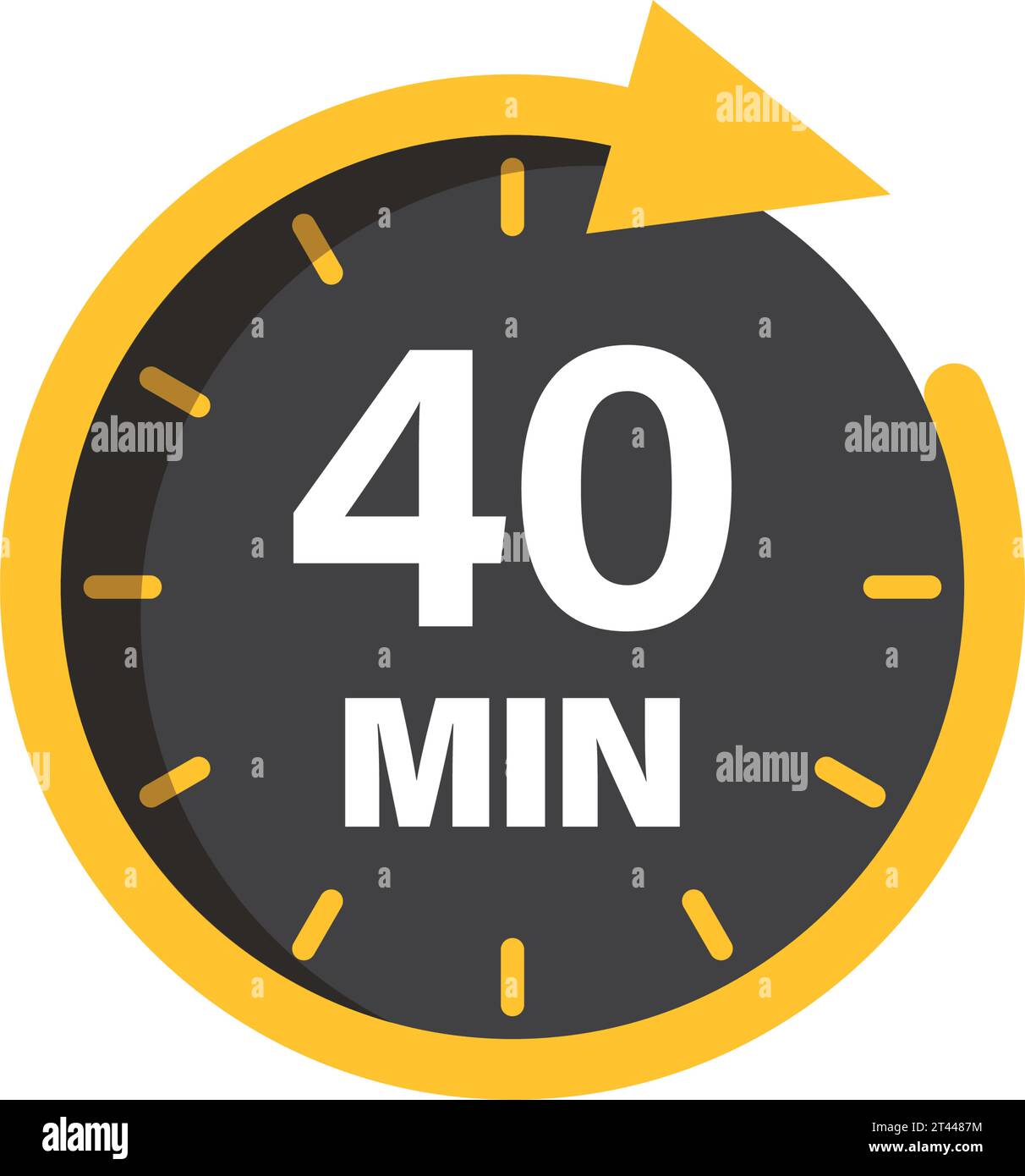 40 minutes on stopwatch icon in flat style. Clock face timer vector