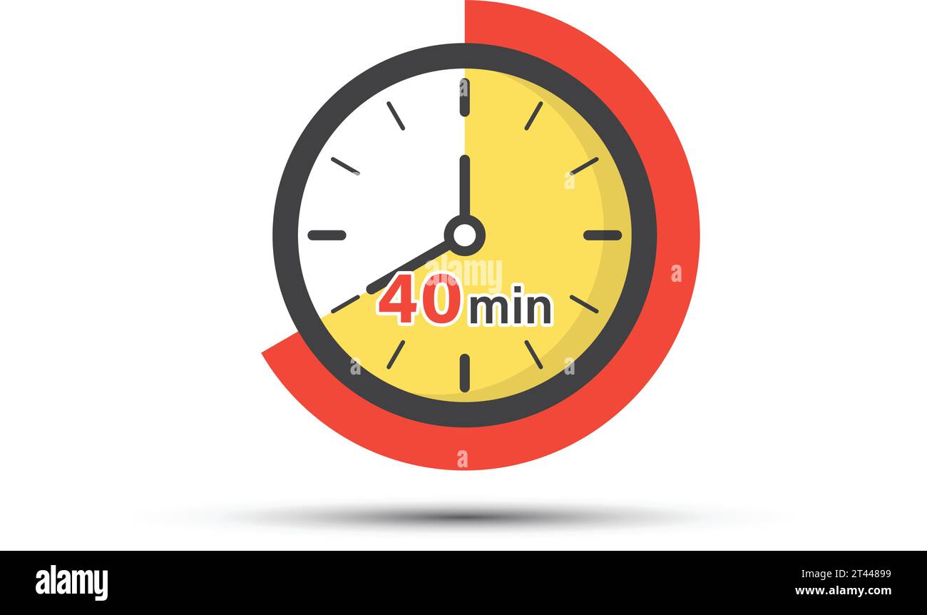 40 minutes on stopwatch icon in flat style. Clock face timer vector
