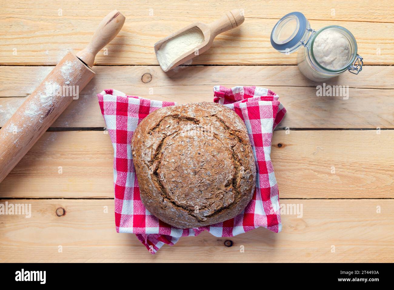 Starter sourdough ( fermented mixture of water and flour to use as leaven for bread baking). The
