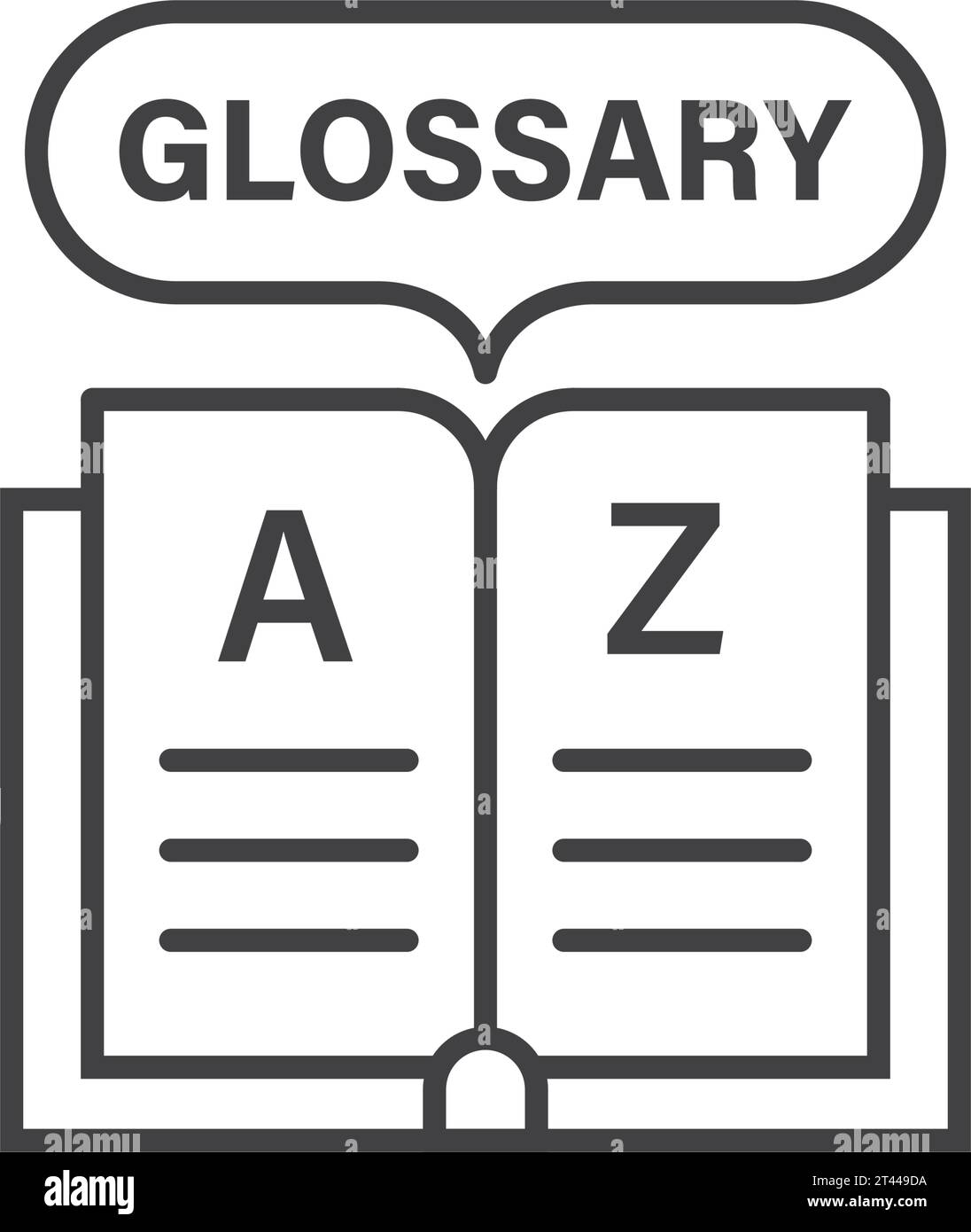 Glossary book icon in flat style. Guidebook encyclopedia vector