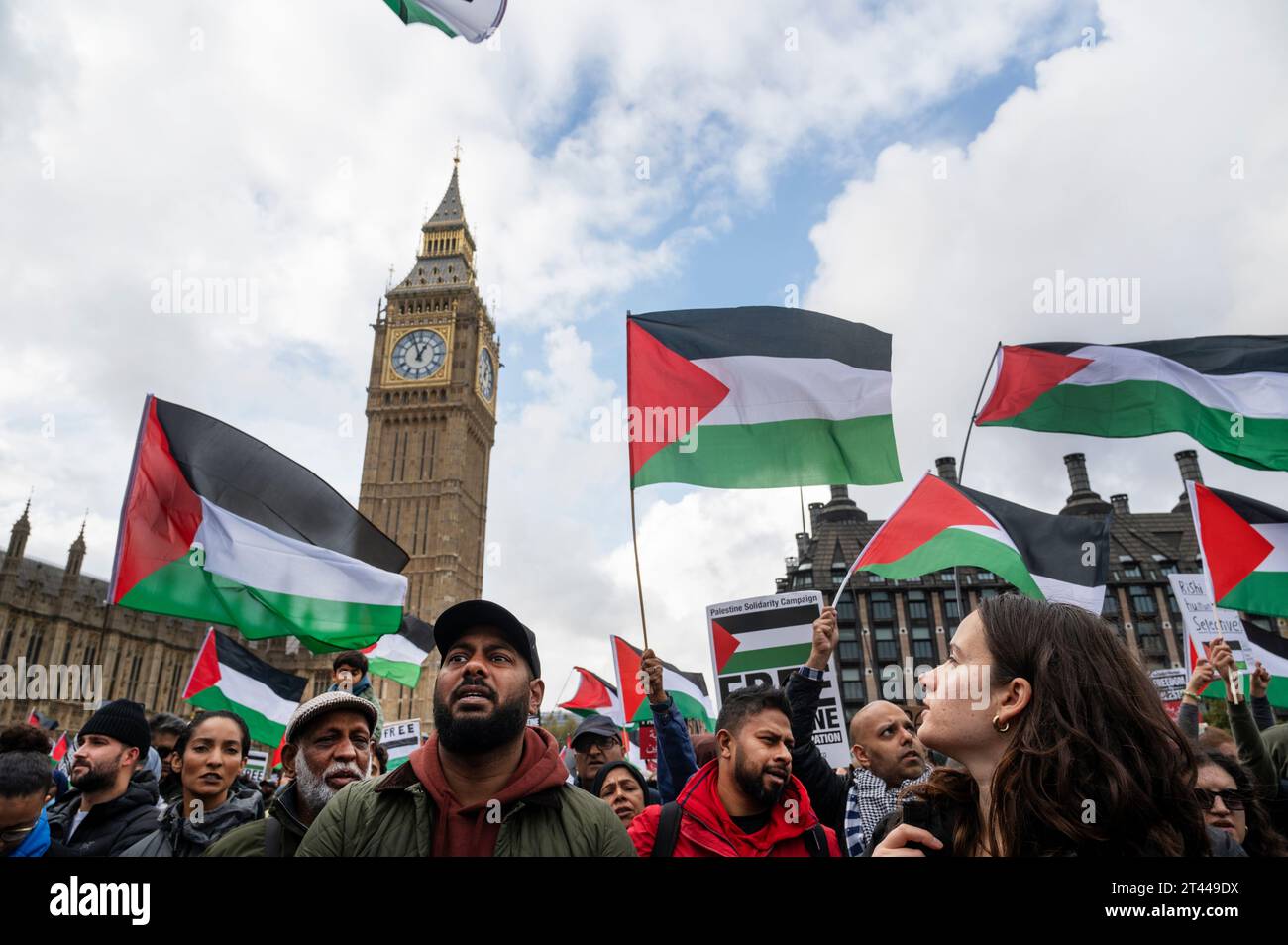 On 28th October 2023  masses of people marched in Central  London protesting against the Israeli bombing of Gaza Stock Photo