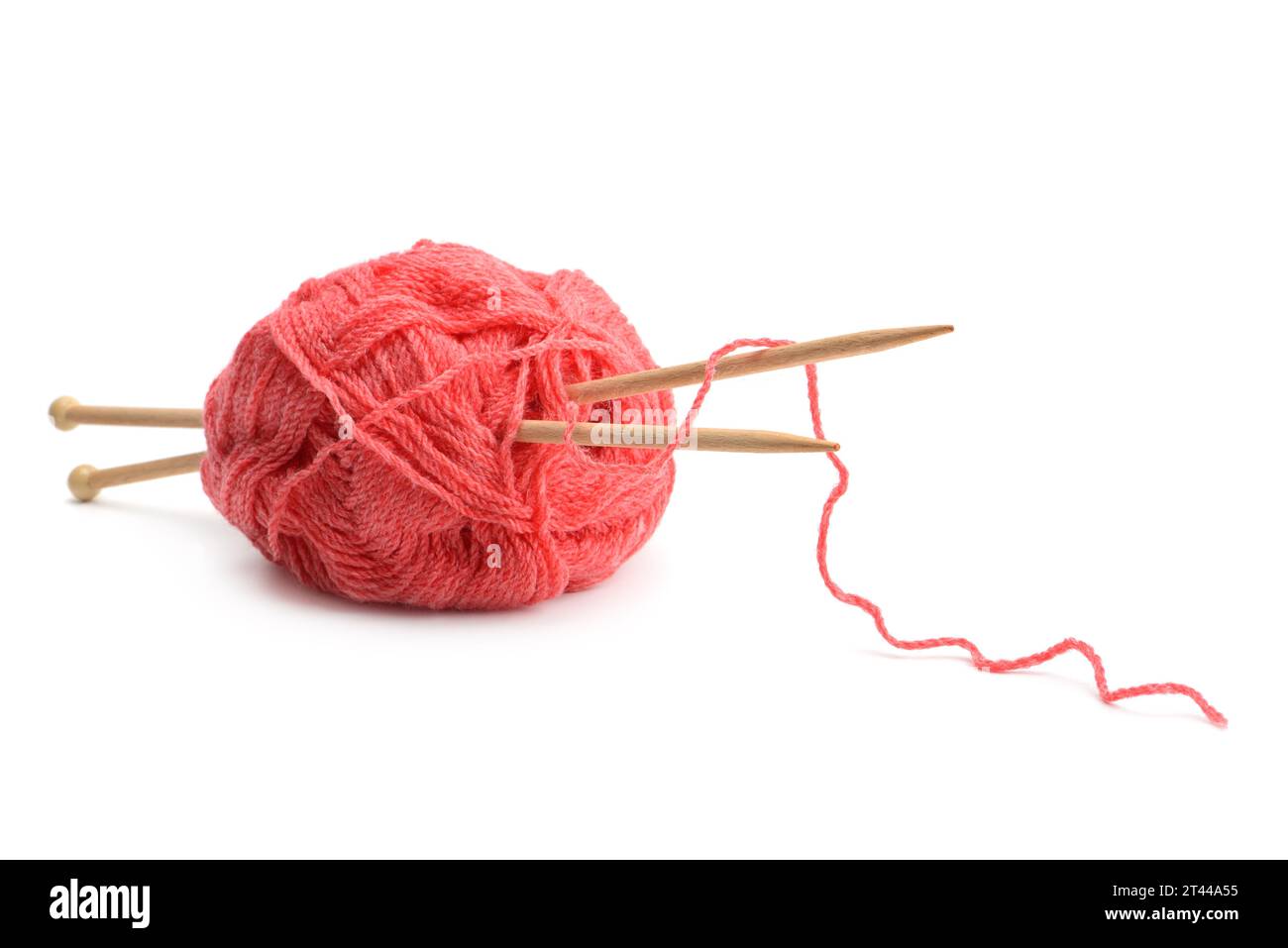 girl knits sock knitting needles on white background Stock Photo - Alamy