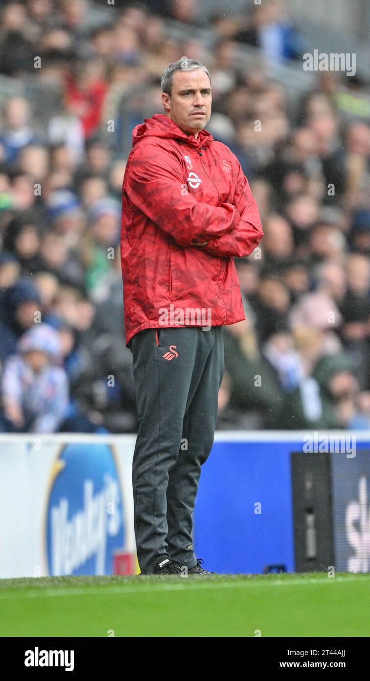 Blackburn, UK. 28th Oct, 2023. Michael Duff manager of Swansea City Association Football Club watches the game on, during the Sky Bet Championship match Blackburn Rovers vs Swansea City at Ewood Park, Blackburn, United Kingdom, 28th October 2023 (Photo by Cody Froggatt/News Images) in Blackburn, United Kingdom on 10/28/2023. (Photo by Cody Froggatt/News Images/Sipa USA) Credit: Sipa USA/Alamy Live News Stock Photo