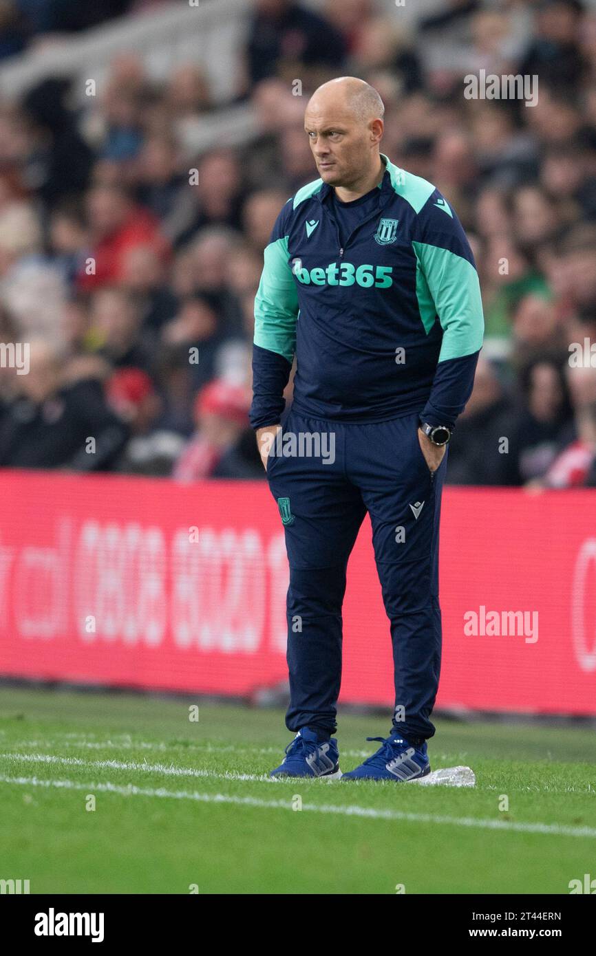 Stoke City Manager Alex Neil during the Sky Bet Championship match between Middlesbrough and Stoke City at the Riverside Stadium, Middlesbrough on Saturday 28th October 2023. (Photo: Trevor Wilkinson | MI News) Credit: MI News & Sport /Alamy Live News Stock Photo
