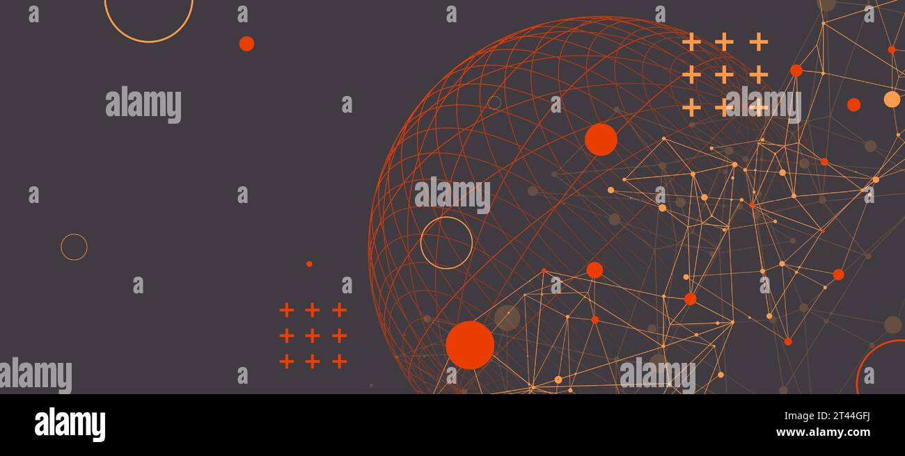Abstract scientific background using wireframe sphere and plexus effect. Vector illustration Stock Vector
