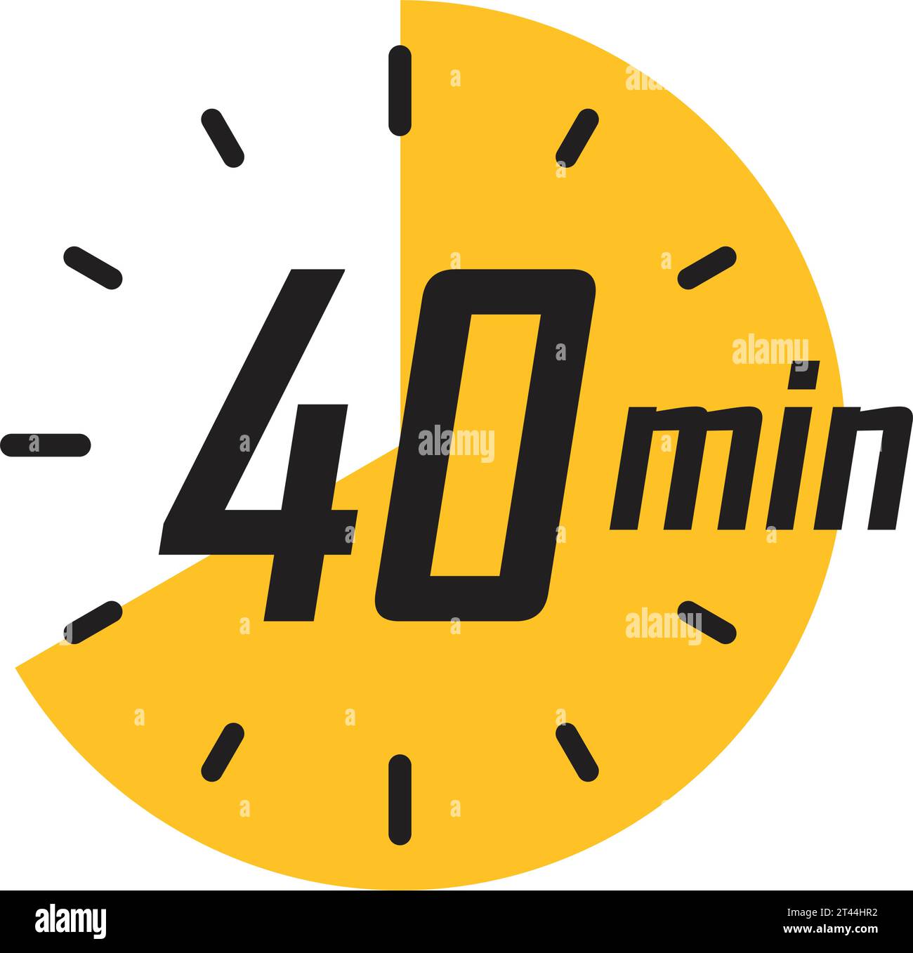 40 minutes on stopwatch icon in flat style. Clock face timer vector