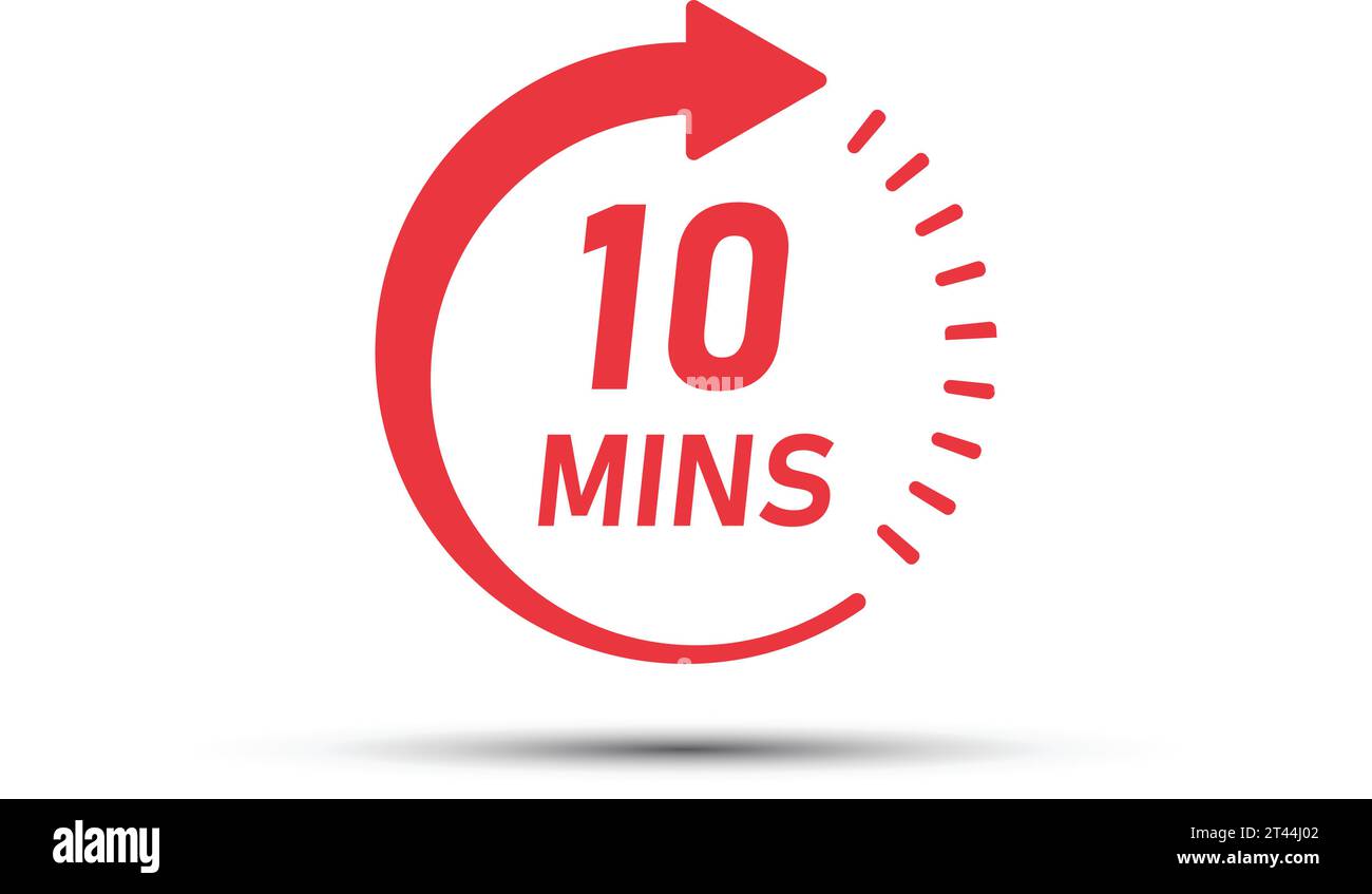 10 minutes on stopwatch icon in flat style. Clock face timer vector ...