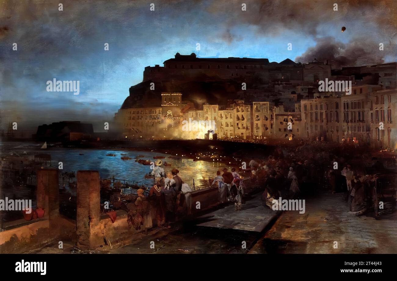 Fireworks in Naples Achenbach Oswald Stock Photo