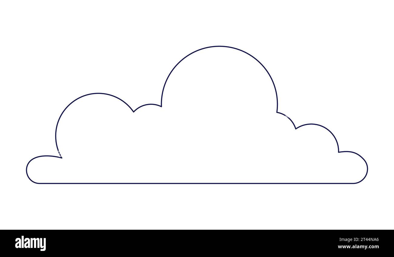 Outlined cloud black and white 2D line cartoon object Stock Vector
