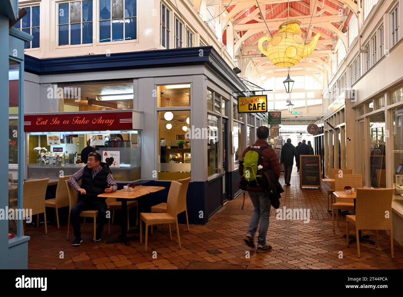 Inside the legendary Oxford indoor covered market with one of multiple cafes, UK Stock Photo