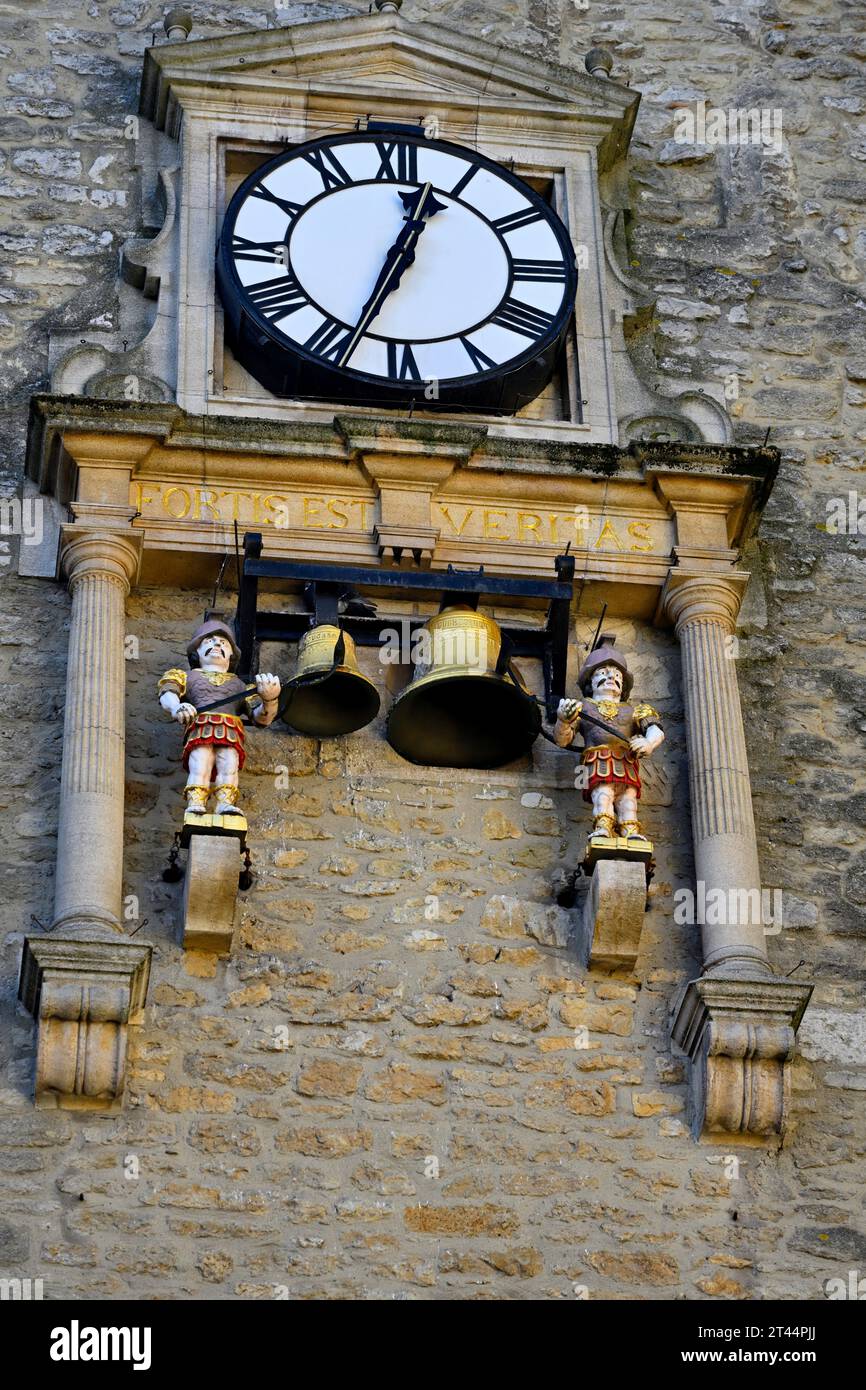 Clock and bells on Carfax Tower, Oxford Stock Photo