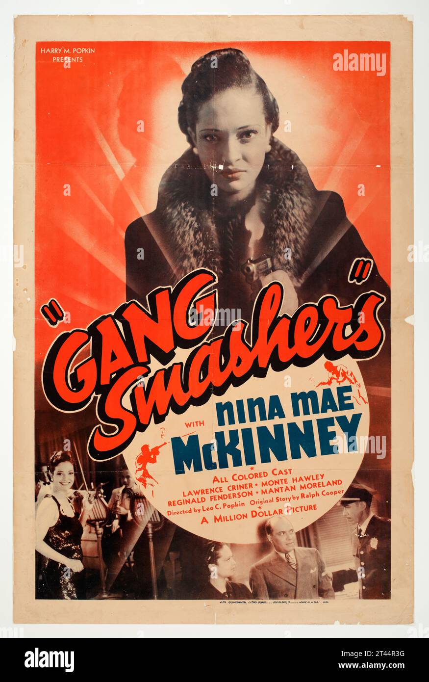 Film poster for Gang Smashers.  A 1938 race film produced in America for a black audience.  Directed by Leo C. Popkin.  The film was also released as Gun Moll. Stock Photo