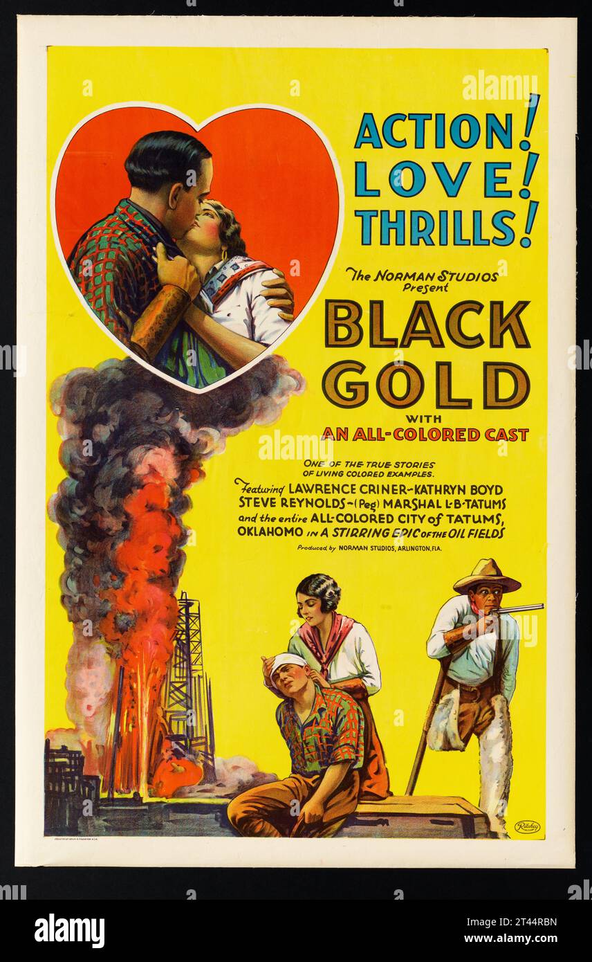 Film poster for Black Gold.  A 1928 race film produced in America for a black audience.  Directed by Richard E. Norman. Stock Photo