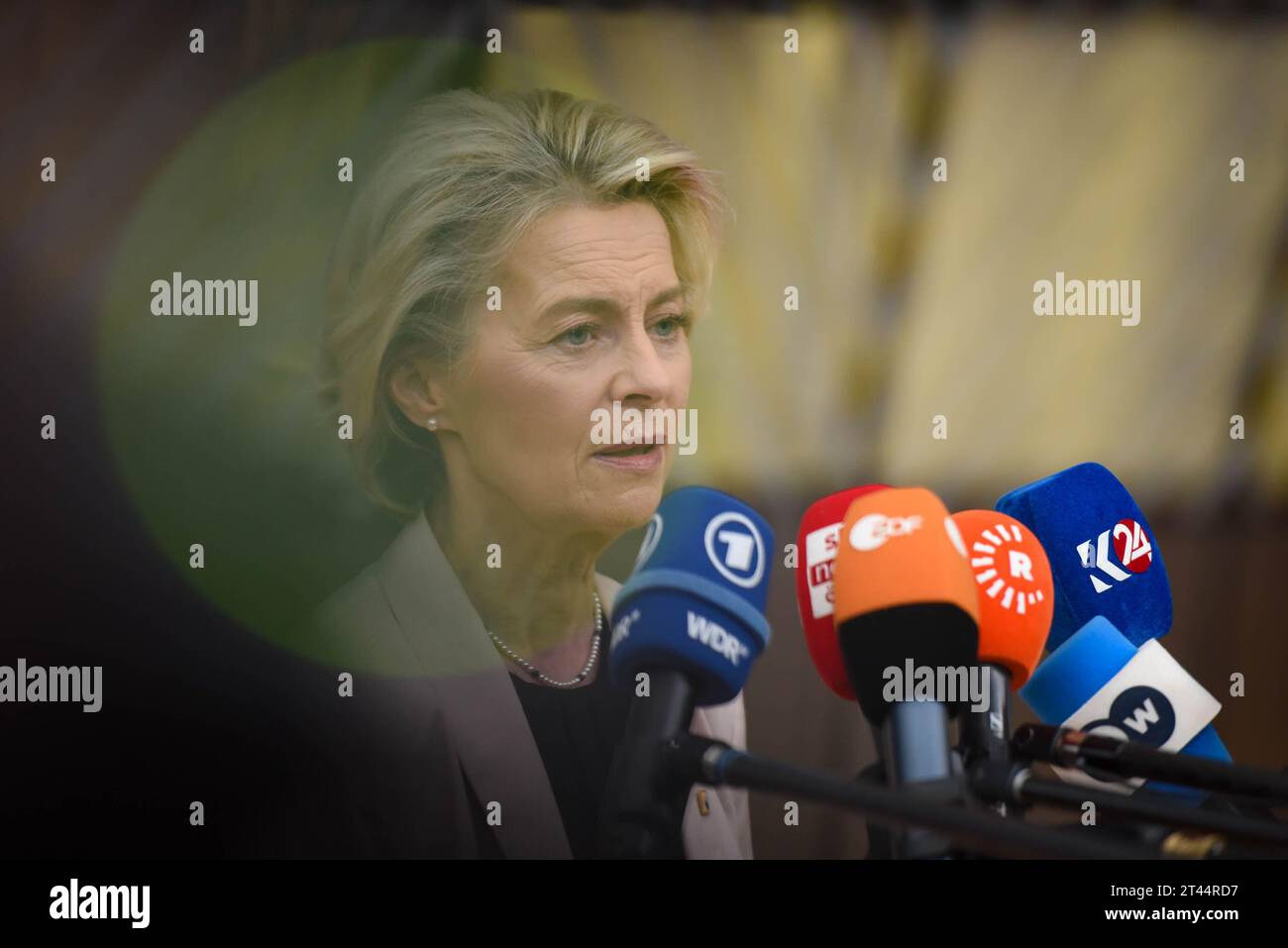 European Commission President Ursula von der Leyen speaks with the ...