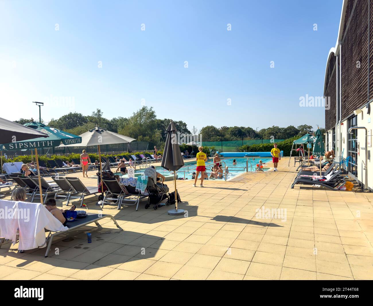 Outdoor swimming pool at David Lloyd Hampton Club, Staines Road, Twickenham, Borough of Richmond upon Thames, Greater London, England, United Kingdom Stock Photo