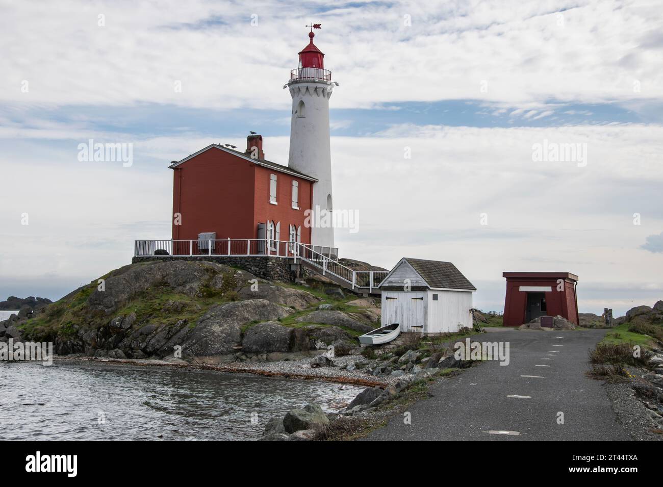 Fisgard lighthouse at Fort Rodd Hill & Fisgard Lighthouse National Historic Site in Victoria, British Columbia, Canada Stock Photo