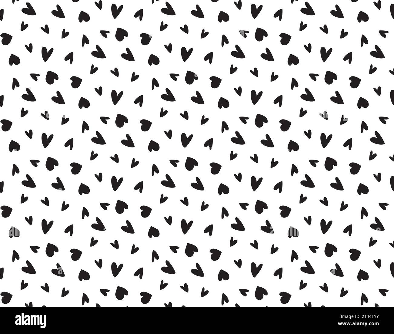 Abstract print of black hearts on transparent background, seamless