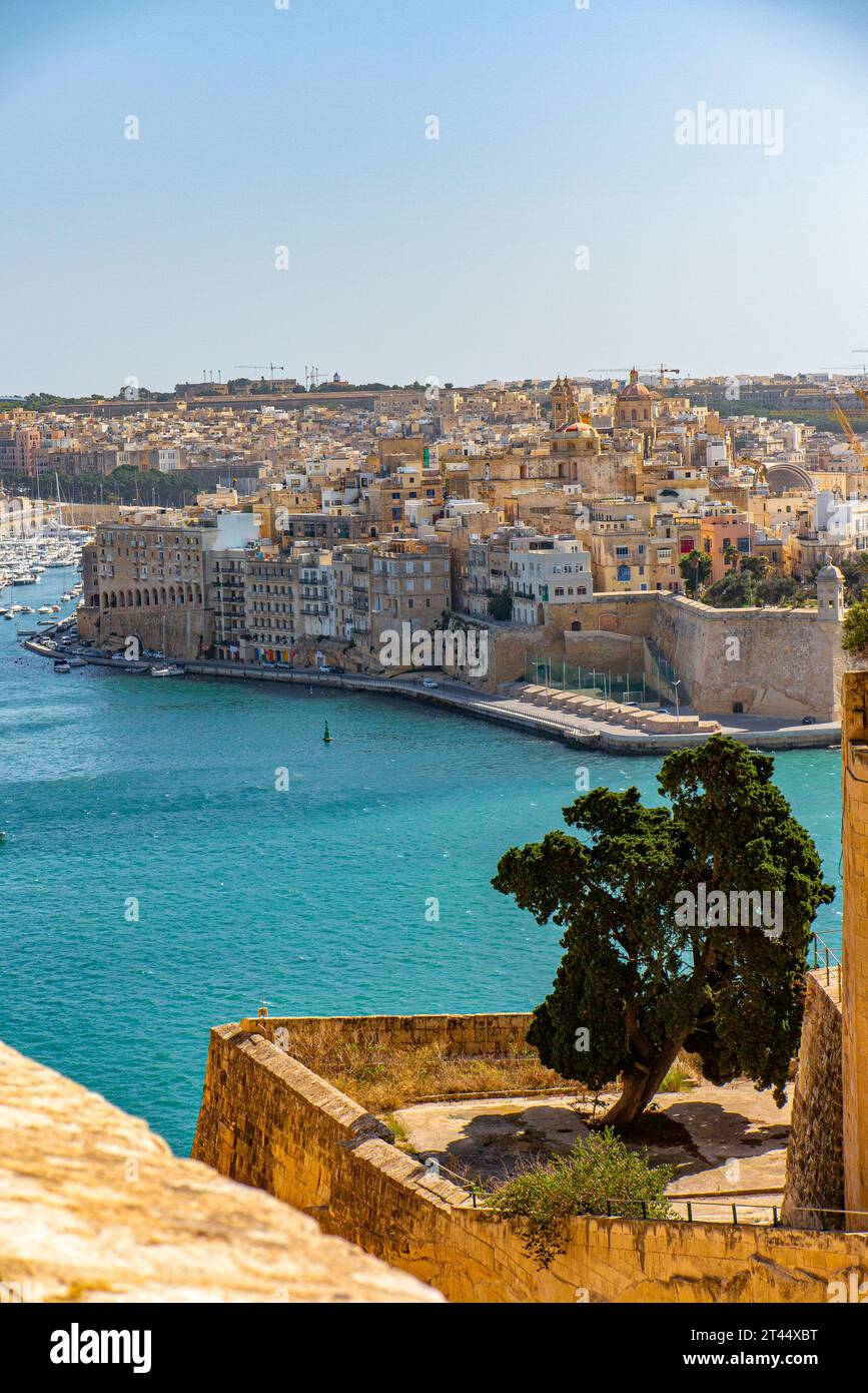 A view of Senglea, one of the three cities ttaken from the capital of Malta, Valletta Stock Photo