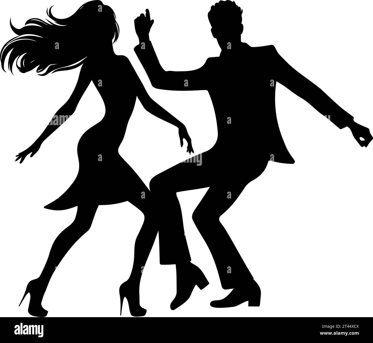 Disco Couple dancing silhouette. Vector illustration Stock Vector