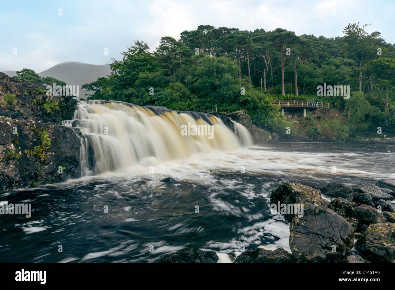 Aasleagh Falls is a waterfall located in County Mayo, Ireland on the Wild Atlantic Way. Stock Photo