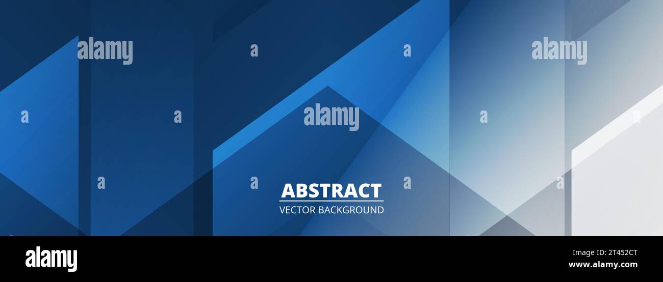 Blue modern abstract wide banner with geometric shapes. Dark blue ...