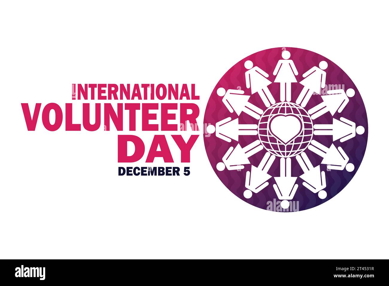 International Volunteer day. December 5. Holiday concept. Template for background, banner, card