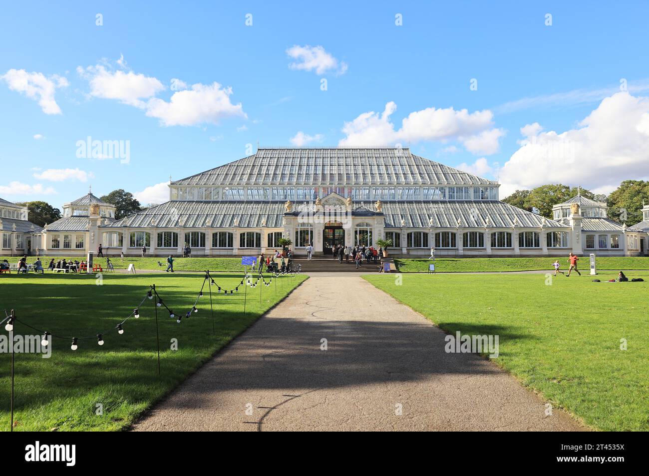 The Temperate House, opened in 1863 and a Grade 1 listed & iconic showhouse for Kew Garden's largest plants from the world's temperate zones, London. Stock Photo