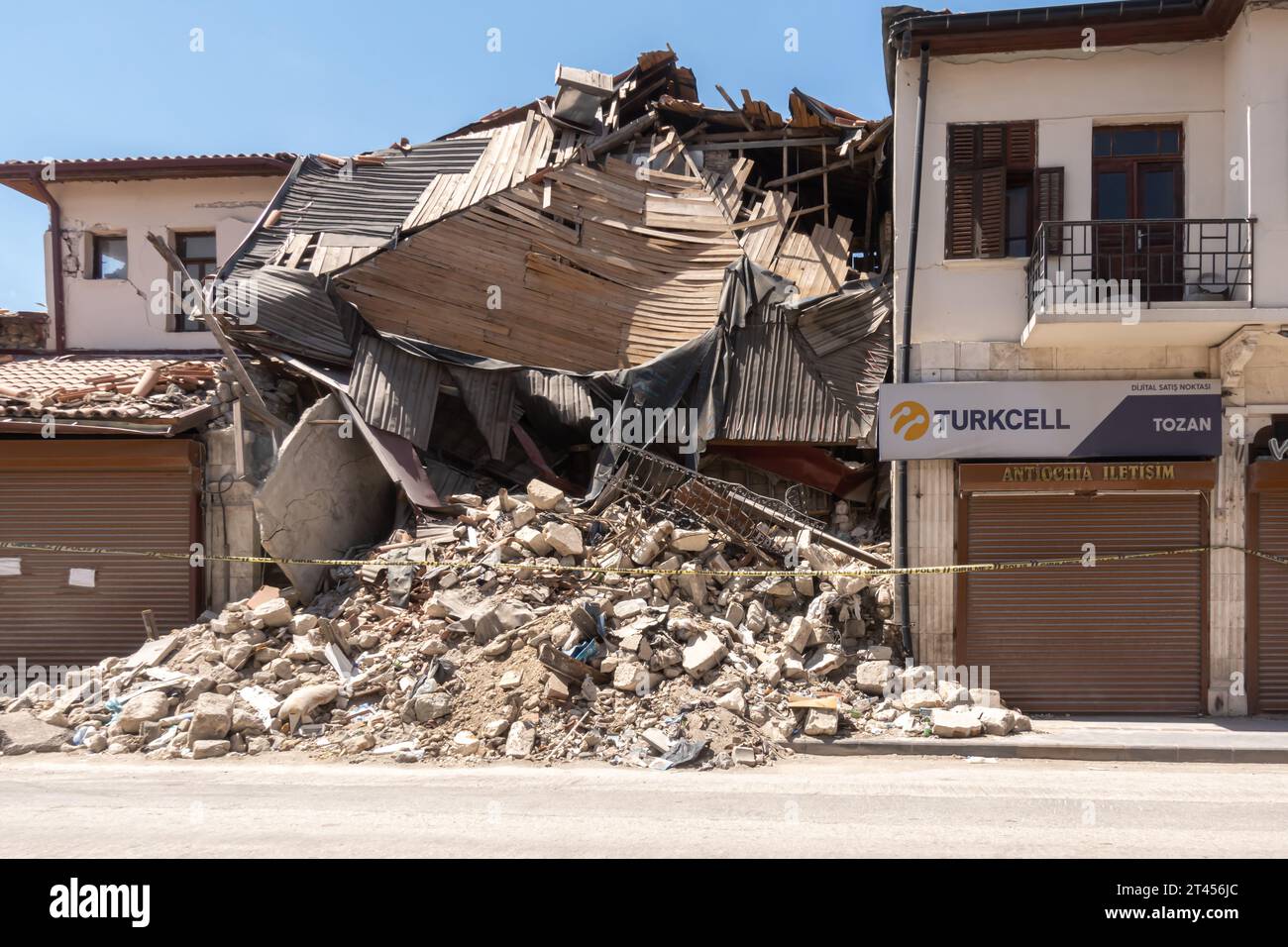 Ottoman historic houses destroyed by 2023 Turkish Earthquake Stock
