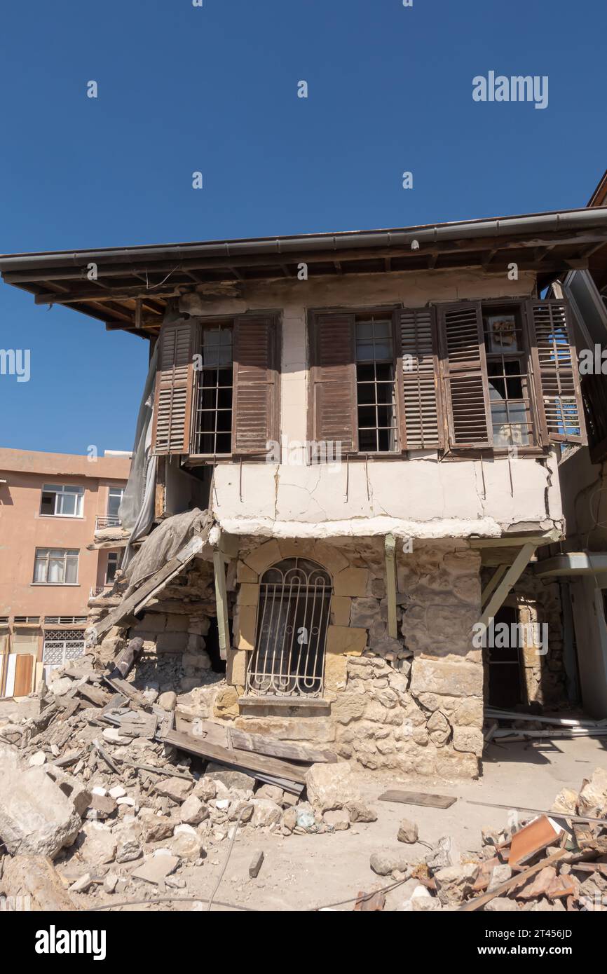 Ottoman historic houses destroyed by 2023 Turkish Earthquake Stock